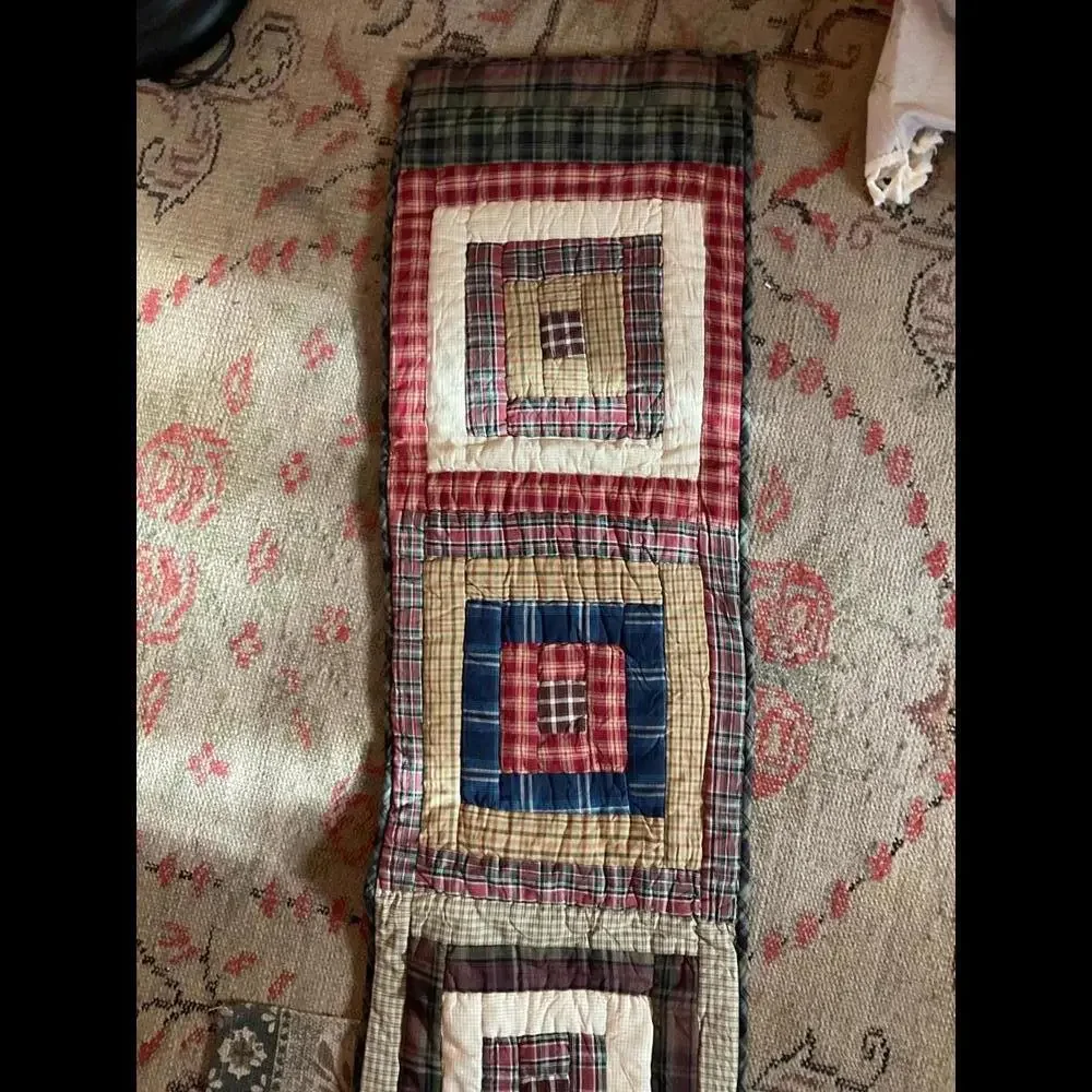 Handcrafted Patchwork Table Runner - Rustic Plaid Design